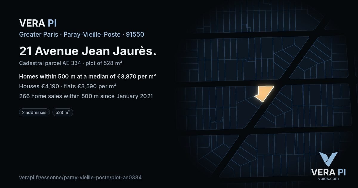 21 Avenue Jean Jaurès, Paray-Vieille-Poste at night – the plot lit, the parcels around coloured by the prices near them