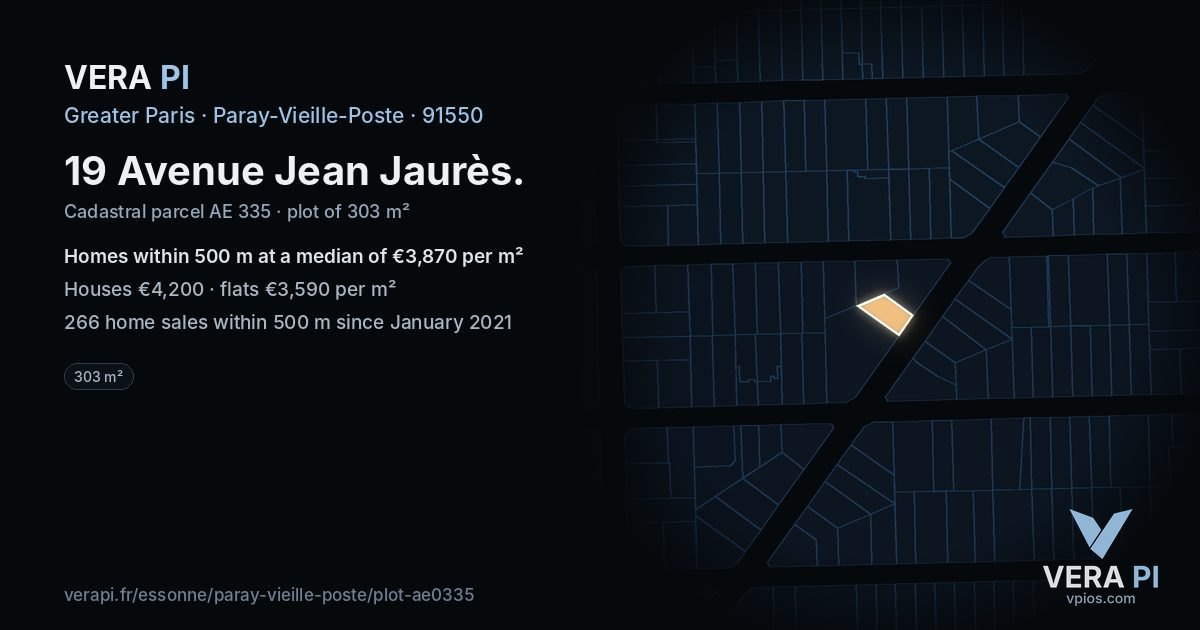 19 Avenue Jean Jaurès, Paray-Vieille-Poste at night – the plot lit, the parcels around coloured by the prices near them