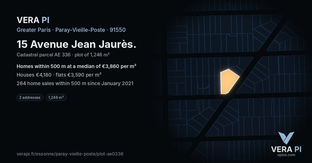 15 Avenue Jean Jaurès, Paray-Vieille-Poste at night – the plot lit, the parcels around coloured by the prices near them