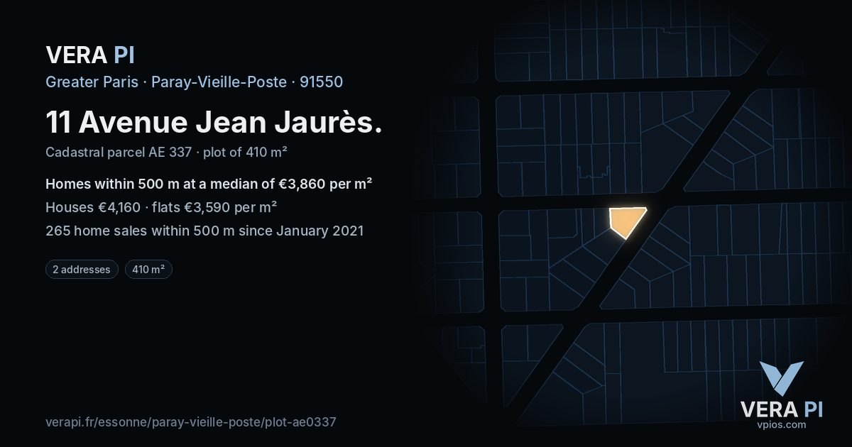 11 Avenue Jean Jaurès, Paray-Vieille-Poste at night – the plot lit, the parcels around coloured by the prices near them