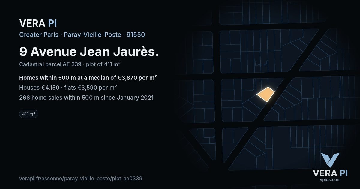 9 Avenue Jean Jaurès, Paray-Vieille-Poste at night – the plot lit, the parcels around coloured by the prices near them