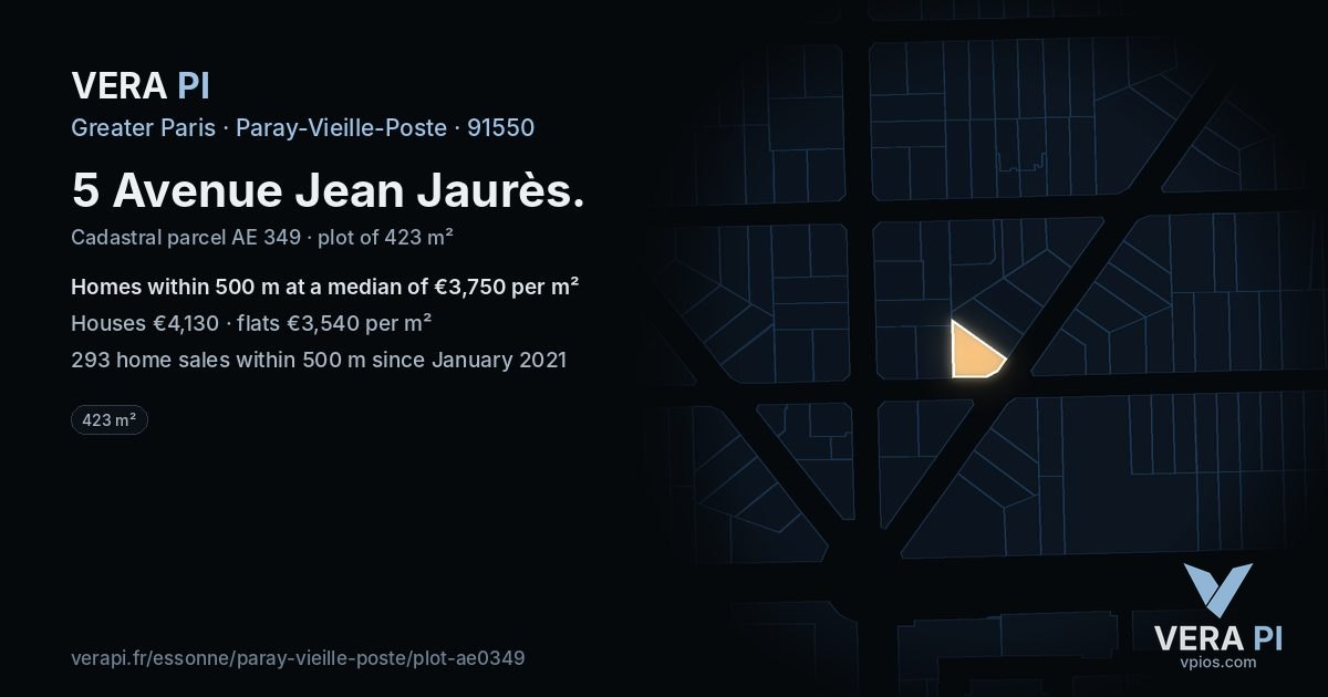 5 Avenue Jean Jaurès, Paray-Vieille-Poste at night – the plot lit, the parcels around coloured by the prices near them