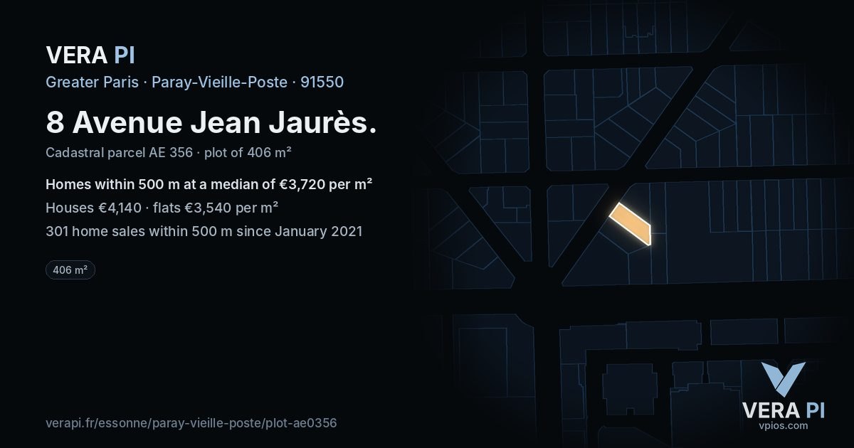 8 Avenue Jean Jaurès, Paray-Vieille-Poste at night – the plot lit, the parcels around coloured by the prices near them