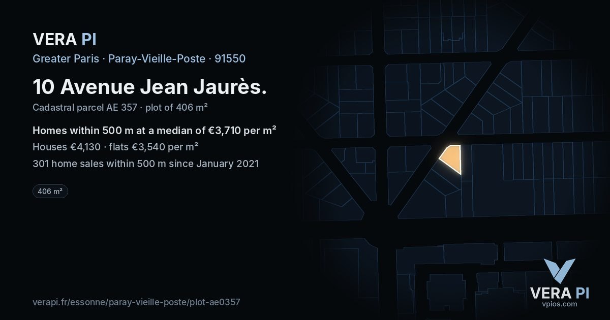 10 Avenue Jean Jaurès, Paray-Vieille-Poste at night – the plot lit, the parcels around coloured by the prices near them
