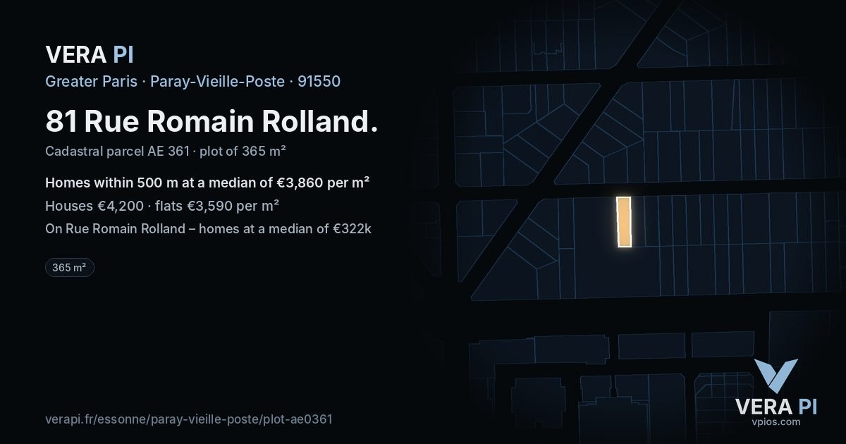 81 Rue Romain Rolland, Paray-Vieille-Poste at night – the plot lit, the parcels around coloured by the prices near them