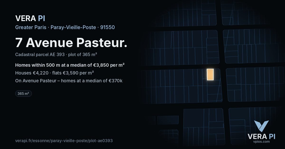 7 Avenue Pasteur, Paray-Vieille-Poste at night – the plot lit, the parcels around coloured by the prices near them