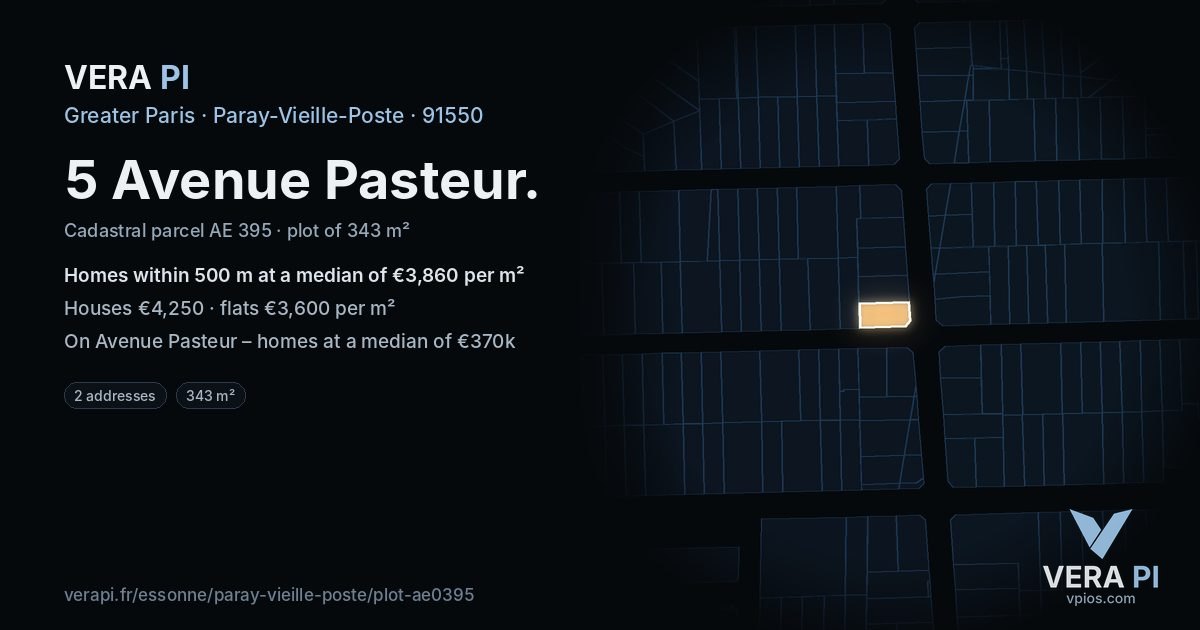5 Avenue Pasteur, Paray-Vieille-Poste at night – the plot lit, the parcels around coloured by the prices near them