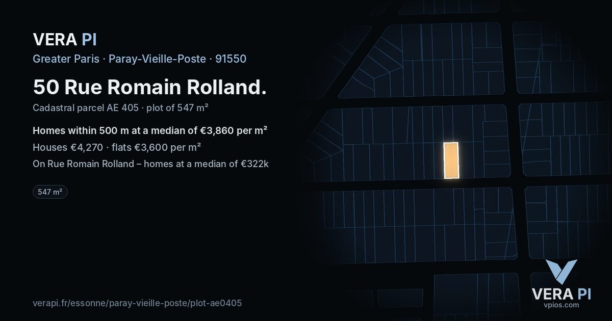 50 Rue Romain Rolland, Paray-Vieille-Poste at night – the plot lit, the parcels around coloured by the prices near them