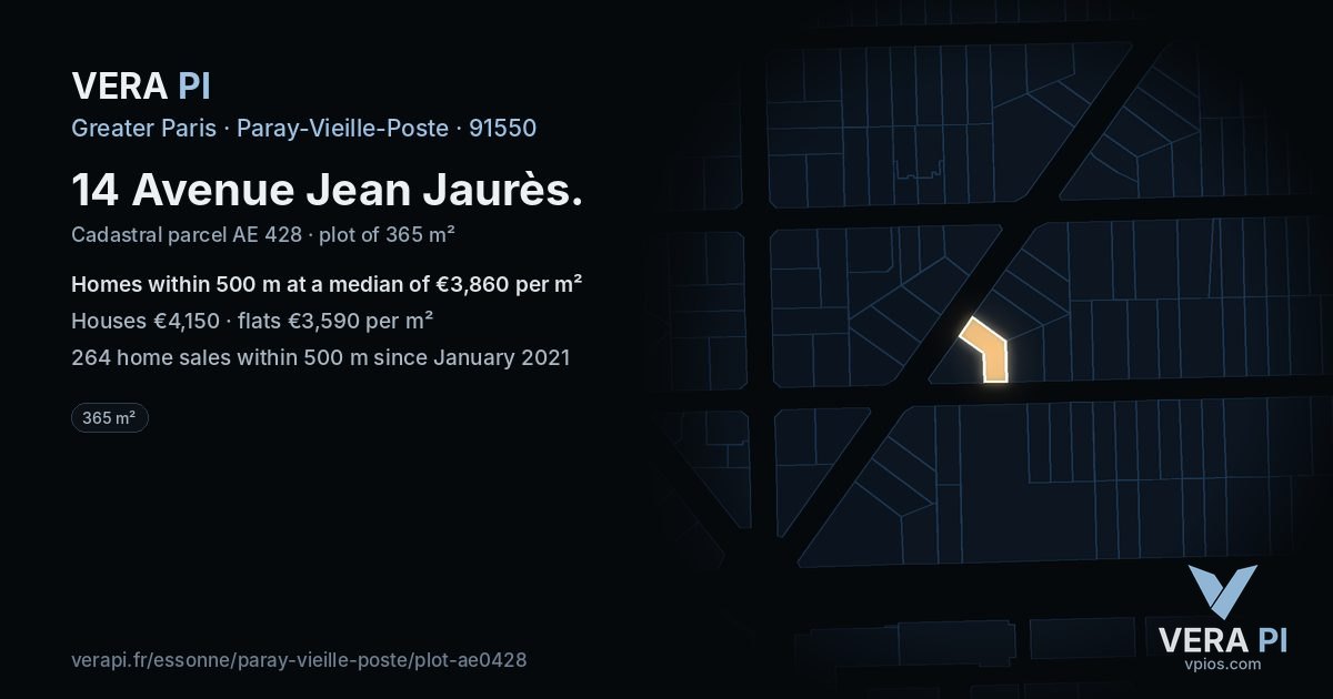 14 Avenue Jean Jaurès, Paray-Vieille-Poste at night – the plot lit, the parcels around coloured by the prices near them