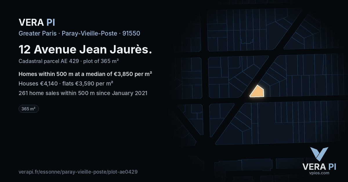 12 Avenue Jean Jaurès, Paray-Vieille-Poste at night – the plot lit, the parcels around coloured by the prices near them
