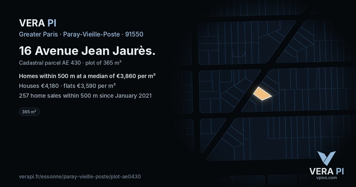 16 Avenue Jean Jaurès, Paray-Vieille-Poste at night – the plot lit, the parcels around coloured by the prices near them