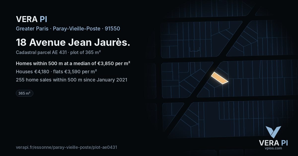 18 Avenue Jean Jaurès, Paray-Vieille-Poste at night – the plot lit, the parcels around coloured by the prices near them