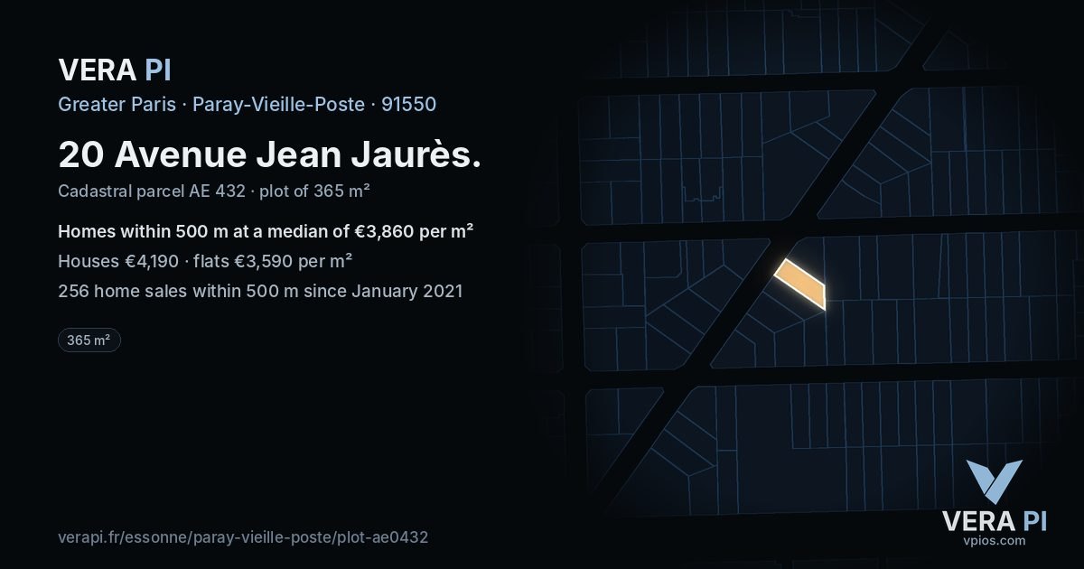 20 Avenue Jean Jaurès, Paray-Vieille-Poste at night – the plot lit, the parcels around coloured by the prices near them