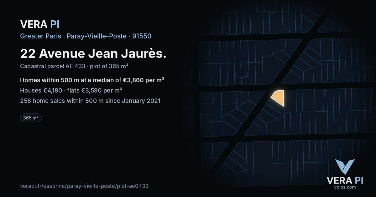 22 Avenue Jean Jaurès, Paray-Vieille-Poste at night – the plot lit, the parcels around coloured by the prices near them