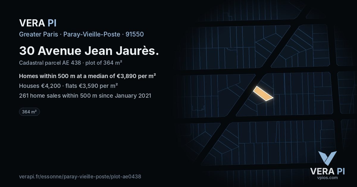 30 Avenue Jean Jaurès, Paray-Vieille-Poste at night – the plot lit, the parcels around coloured by the prices near them
