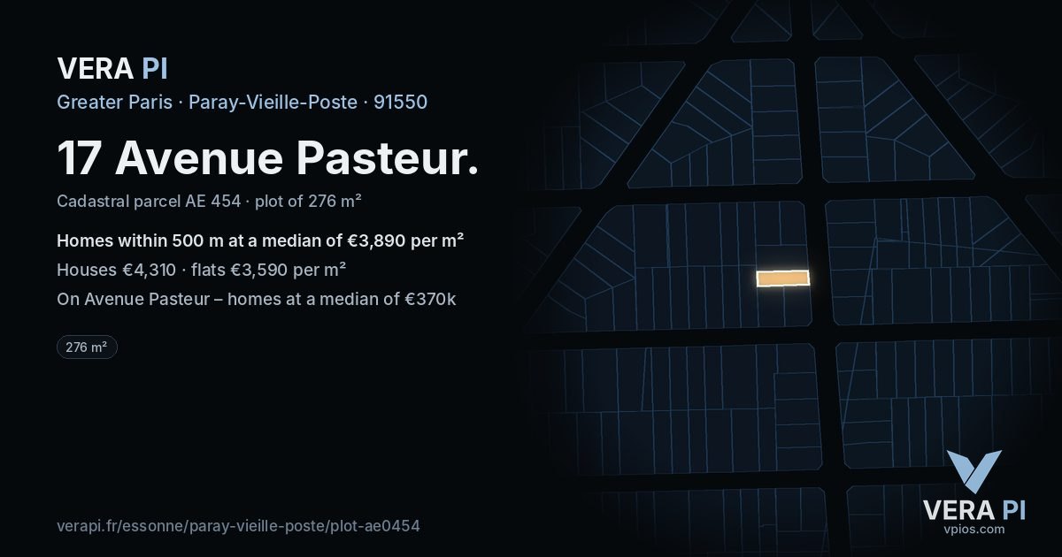 17 Avenue Pasteur, Paray-Vieille-Poste at night – the plot lit, the parcels around coloured by the prices near them