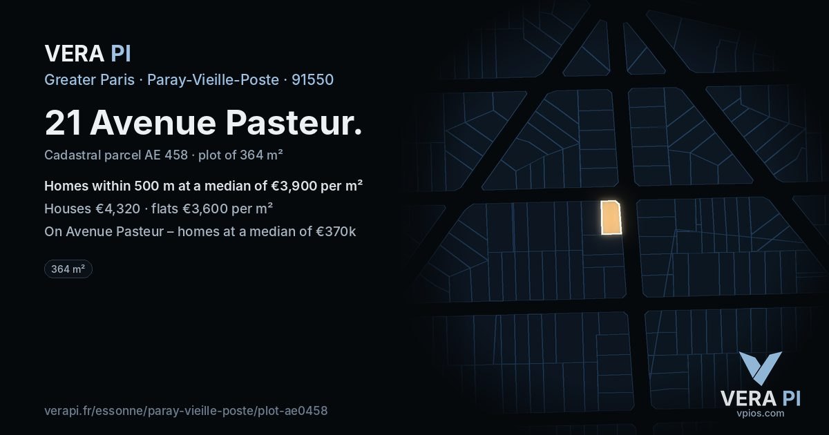 21 Avenue Pasteur, Paray-Vieille-Poste at night – the plot lit, the parcels around coloured by the prices near them