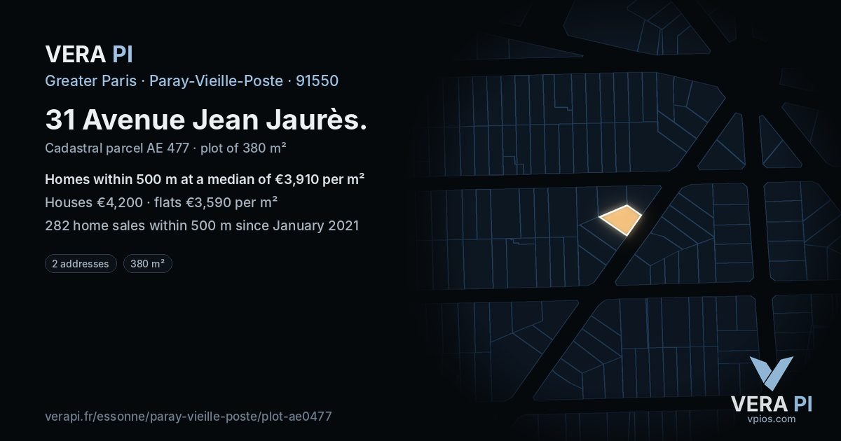 31 Avenue Jean Jaurès, Paray-Vieille-Poste at night – the plot lit, the parcels around coloured by the prices near them