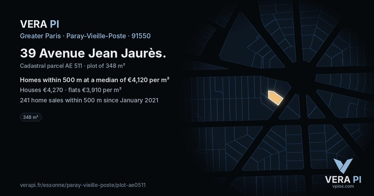 39 Avenue Jean Jaurès, Paray-Vieille-Poste at night – the plot lit, the parcels around coloured by the prices near them