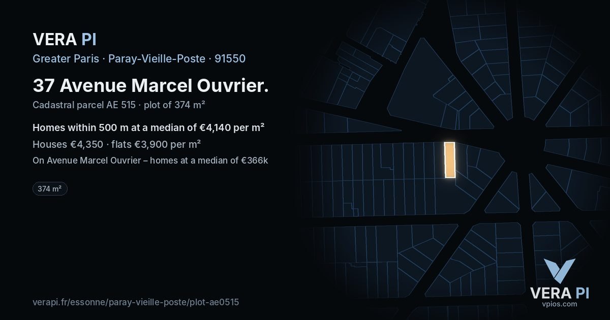 37 Avenue Marcel Ouvrier, Paray-Vieille-Poste at night – the plot lit, the parcels around coloured by the prices near them