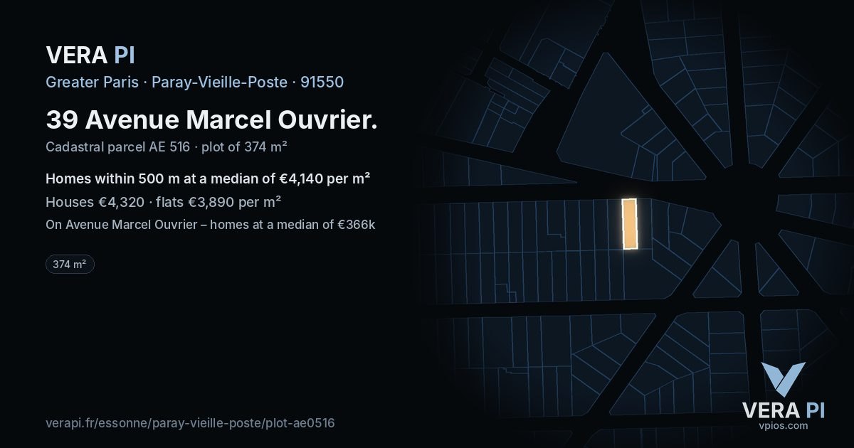 39 Avenue Marcel Ouvrier, Paray-Vieille-Poste at night – the plot lit, the parcels around coloured by the prices near them