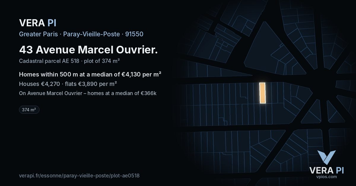 43 Avenue Marcel Ouvrier, Paray-Vieille-Poste at night – the plot lit, the parcels around coloured by the prices near them