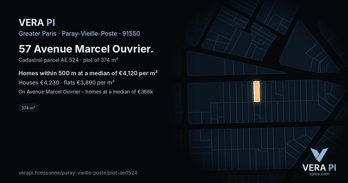 57 Avenue Marcel Ouvrier, Paray-Vieille-Poste at night – the plot lit, the parcels around coloured by the prices near them