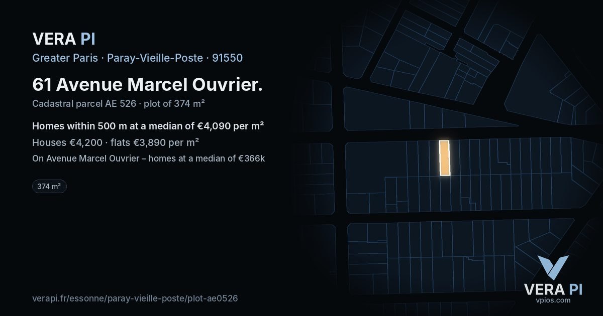 61 Avenue Marcel Ouvrier, Paray-Vieille-Poste at night – the plot lit, the parcels around coloured by the prices near them