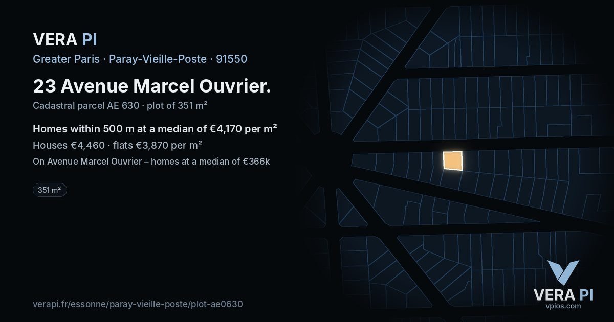 23 Avenue Marcel Ouvrier, Paray-Vieille-Poste at night – the plot lit, the parcels around coloured by the prices near them