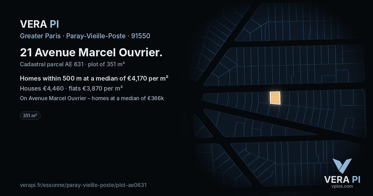 21 Avenue Marcel Ouvrier, Paray-Vieille-Poste at night – the plot lit, the parcels around coloured by the prices near them