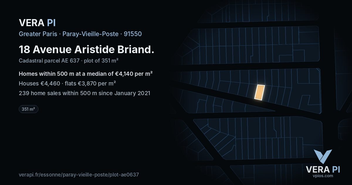 18 Avenue Aristide Briand, Paray-Vieille-Poste at night – the plot lit, the parcels around coloured by the prices near them