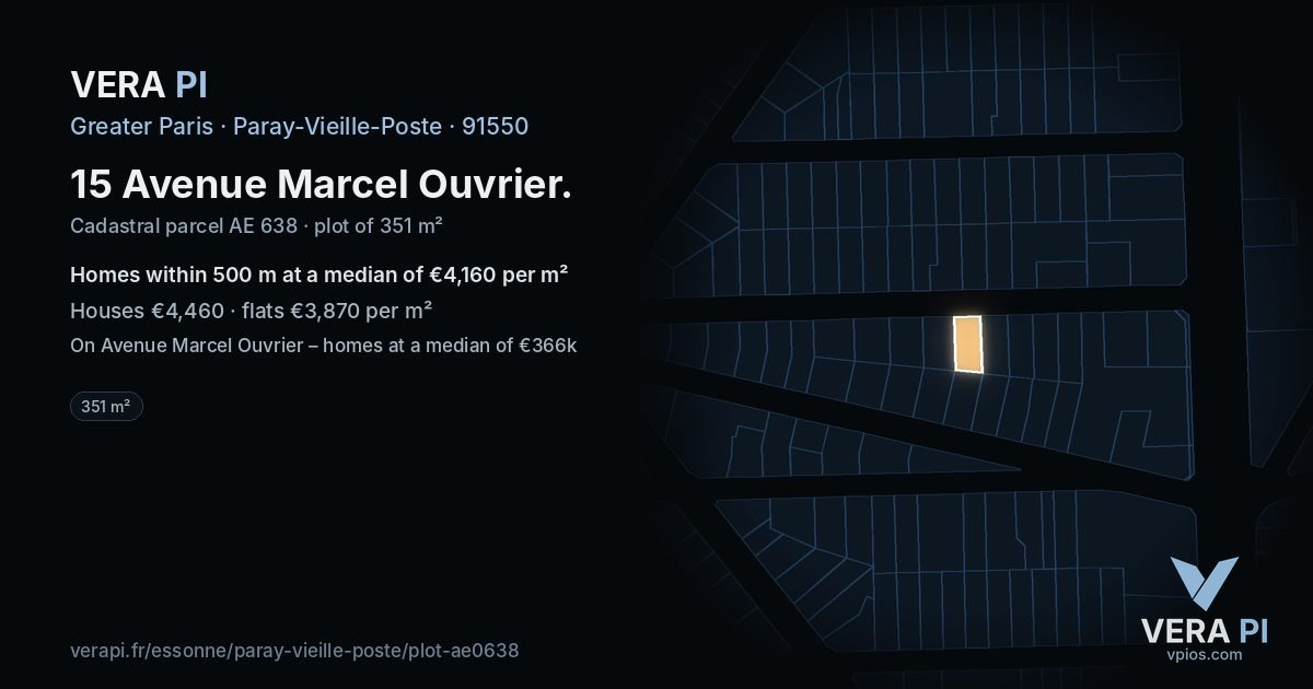 15 Avenue Marcel Ouvrier, Paray-Vieille-Poste at night – the plot lit, the parcels around coloured by the prices near them