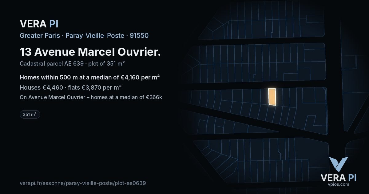 13 Avenue Marcel Ouvrier, Paray-Vieille-Poste at night – the plot lit, the parcels around coloured by the prices near them
