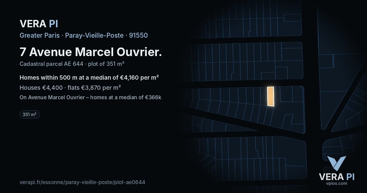 7 Avenue Marcel Ouvrier, Paray-Vieille-Poste at night – the plot lit, the parcels around coloured by the prices near them