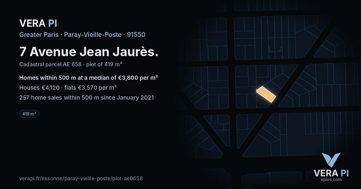 7 Avenue Jean Jaurès, Paray-Vieille-Poste at night – the plot lit, the parcels around coloured by the prices near them