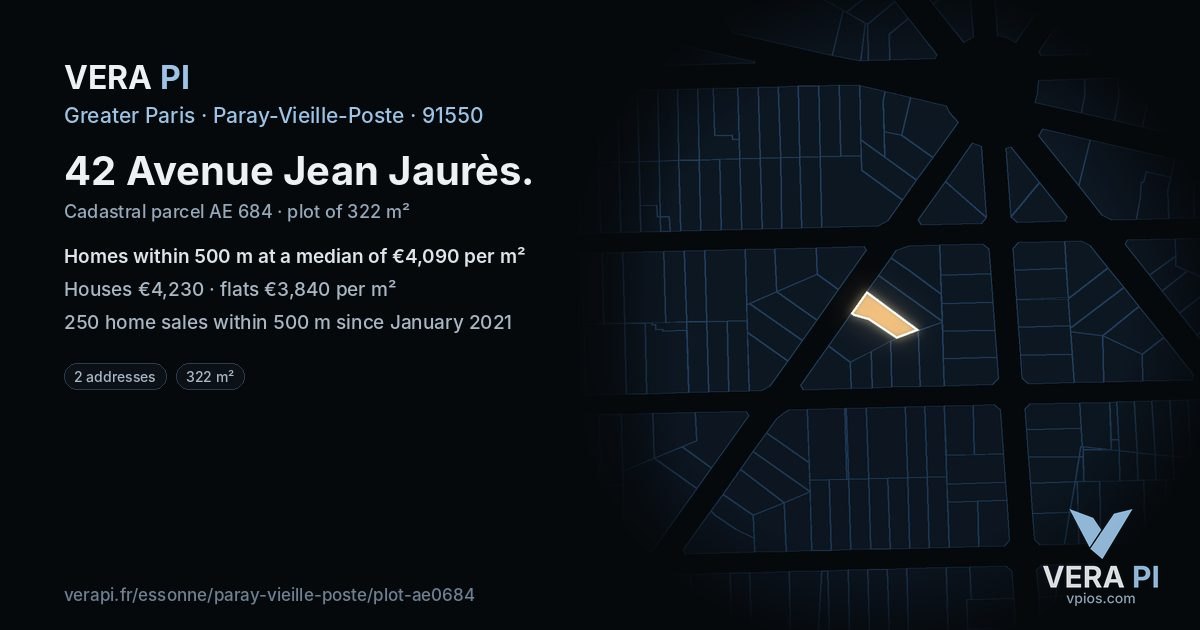 42 Avenue Jean Jaurès, Paray-Vieille-Poste at night – the plot lit, the parcels around coloured by the prices near them