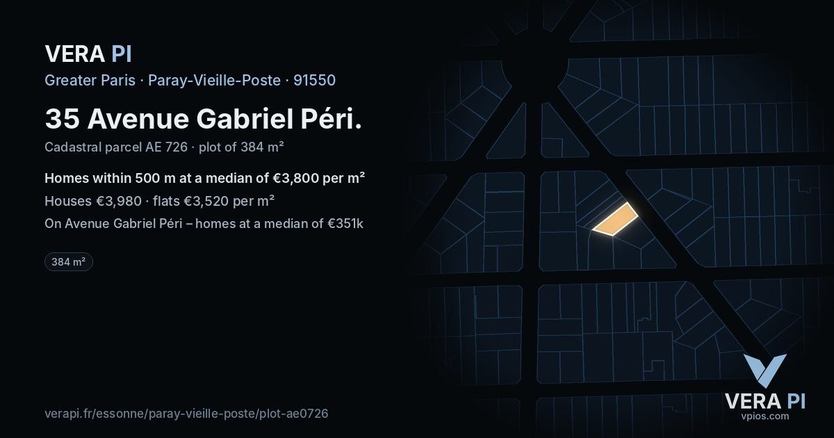 35 Avenue Gabriel Péri, Paray-Vieille-Poste at night – the plot lit, the parcels around coloured by the prices near them