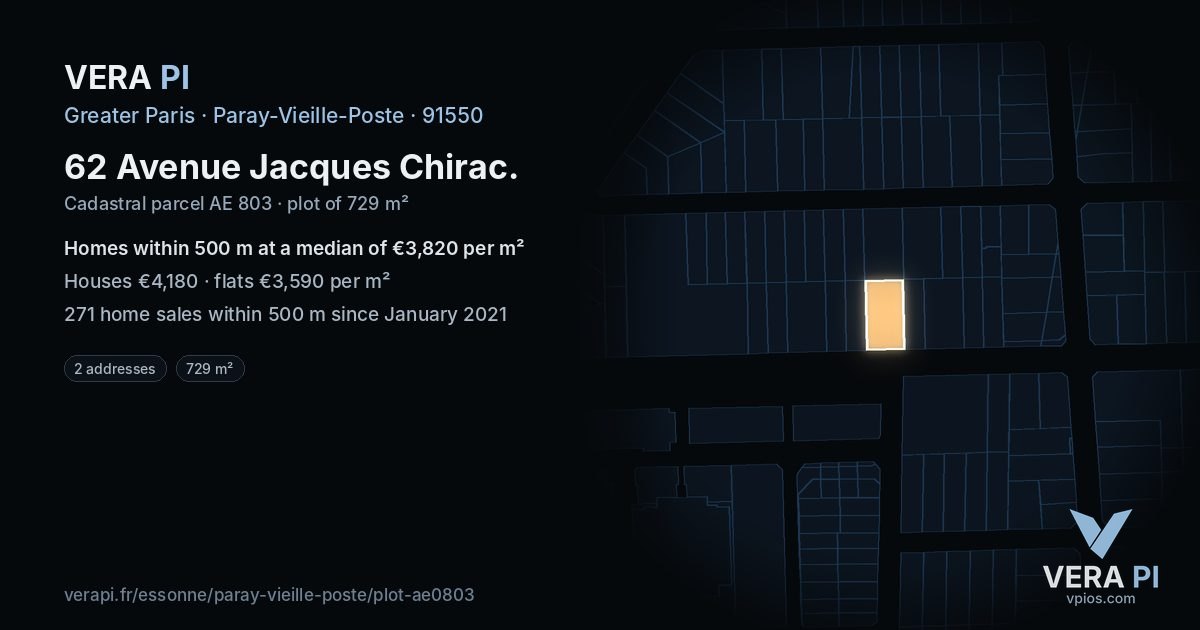 62 Avenue Jacques Chirac, Paray-Vieille-Poste at night – the plot lit, the parcels around coloured by the prices near them