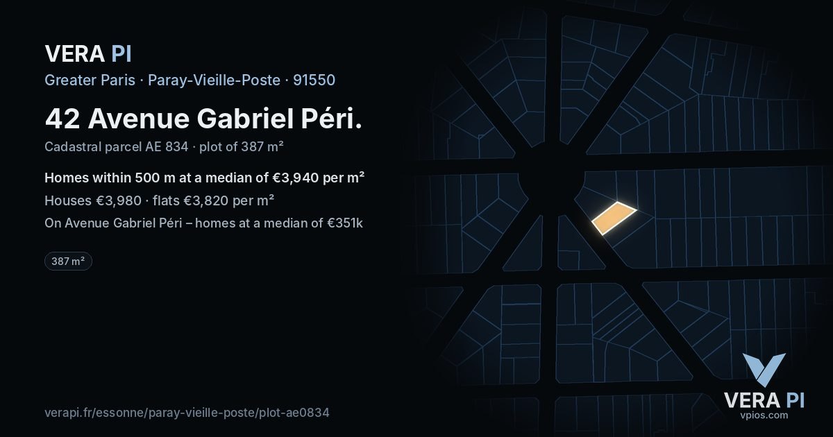 42 Avenue Gabriel Péri, Paray-Vieille-Poste at night – the plot lit, the parcels around coloured by the prices near them