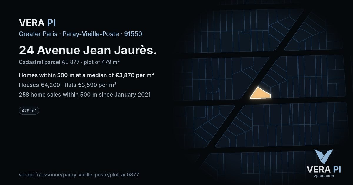 24 Avenue Jean Jaurès, Paray-Vieille-Poste at night – the plot lit, the parcels around coloured by the prices near them