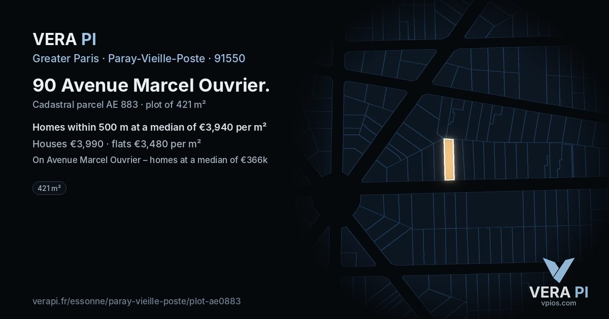 90 Avenue Marcel Ouvrier, Paray-Vieille-Poste at night – the plot lit, the parcels around coloured by the prices near them