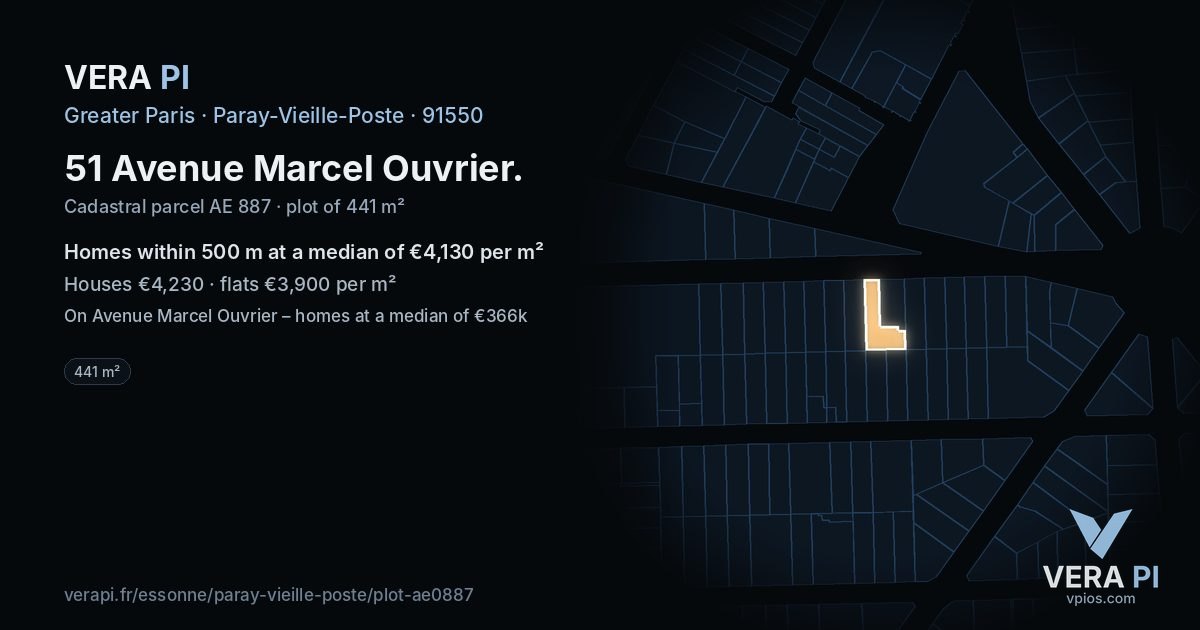 51 Avenue Marcel Ouvrier, Paray-Vieille-Poste at night – the plot lit, the parcels around coloured by the prices near them