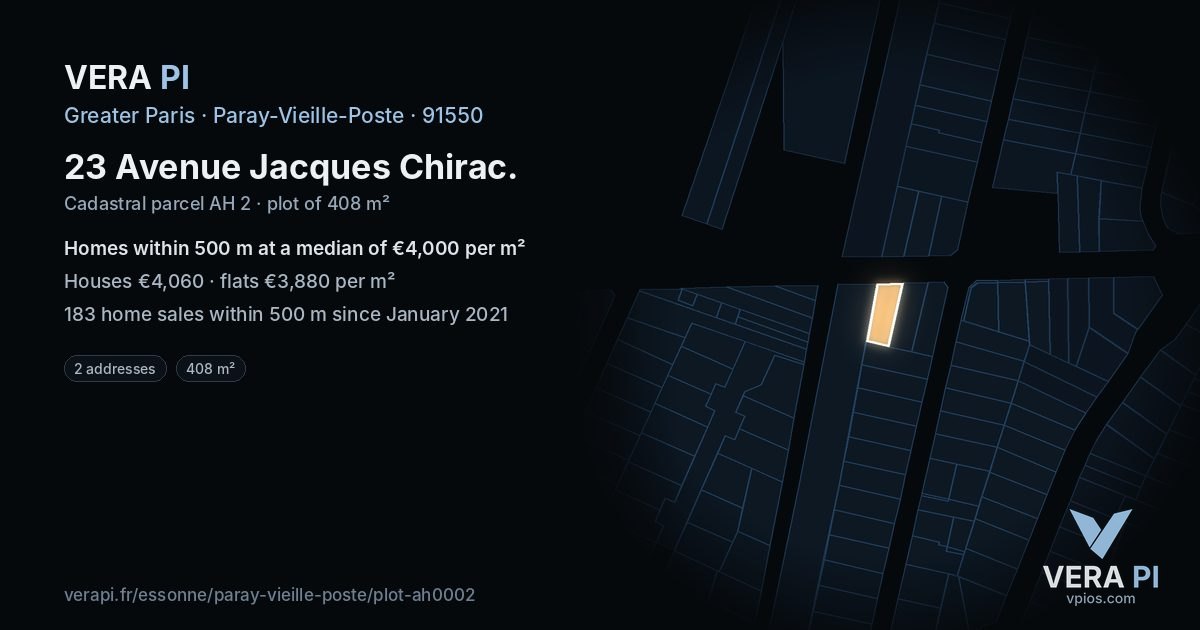 23 Avenue Jacques Chirac, Paray-Vieille-Poste at night – the plot lit, the parcels around coloured by the prices near them