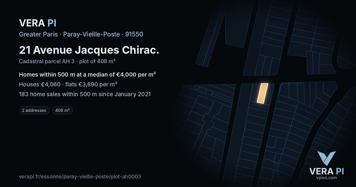 21 Avenue Jacques Chirac, Paray-Vieille-Poste at night – the plot lit, the parcels around coloured by the prices near them