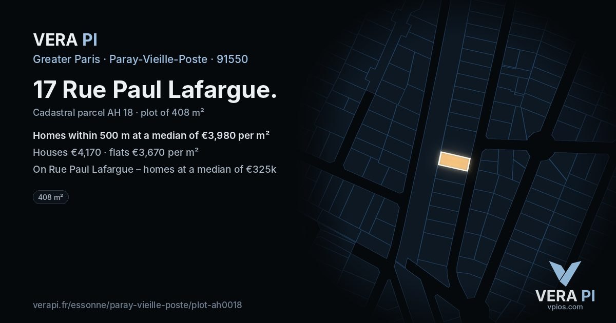 17 Rue Paul Lafargue, Paray-Vieille-Poste at night – the plot lit, the parcels around coloured by the prices near them