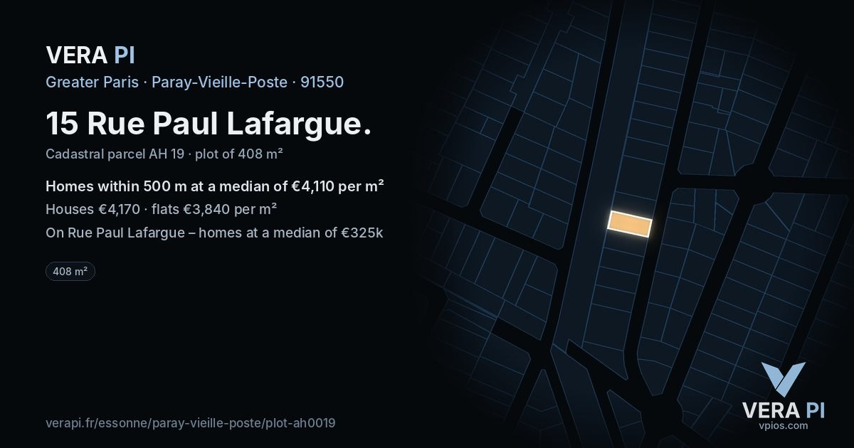 15 Rue Paul Lafargue, Paray-Vieille-Poste at night – the plot lit, the parcels around coloured by the prices near them