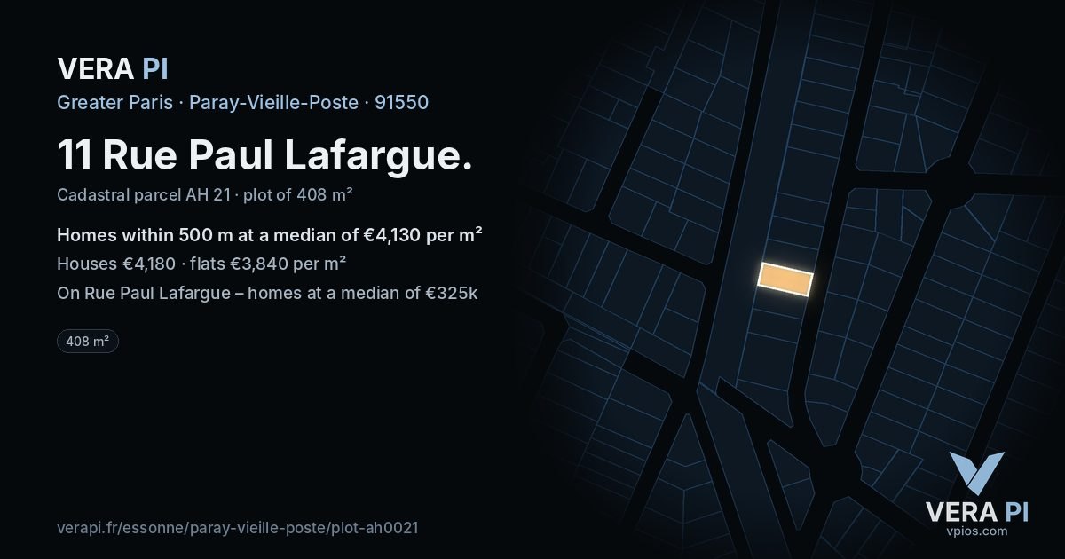 11 Rue Paul Lafargue, Paray-Vieille-Poste at night – the plot lit, the parcels around coloured by the prices near them