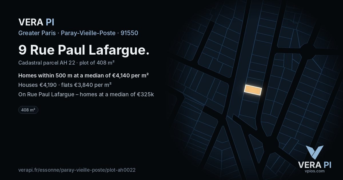 9 Rue Paul Lafargue, Paray-Vieille-Poste at night – the plot lit, the parcels around coloured by the prices near them