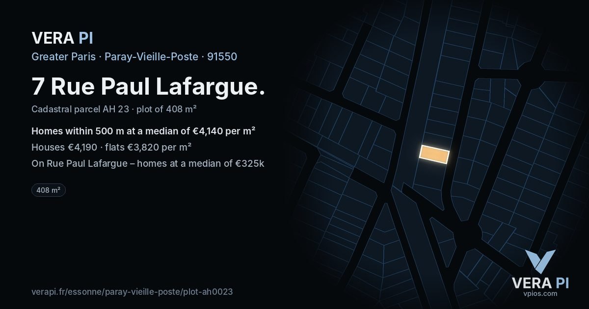 7 Rue Paul Lafargue, Paray-Vieille-Poste at night – the plot lit, the parcels around coloured by the prices near them