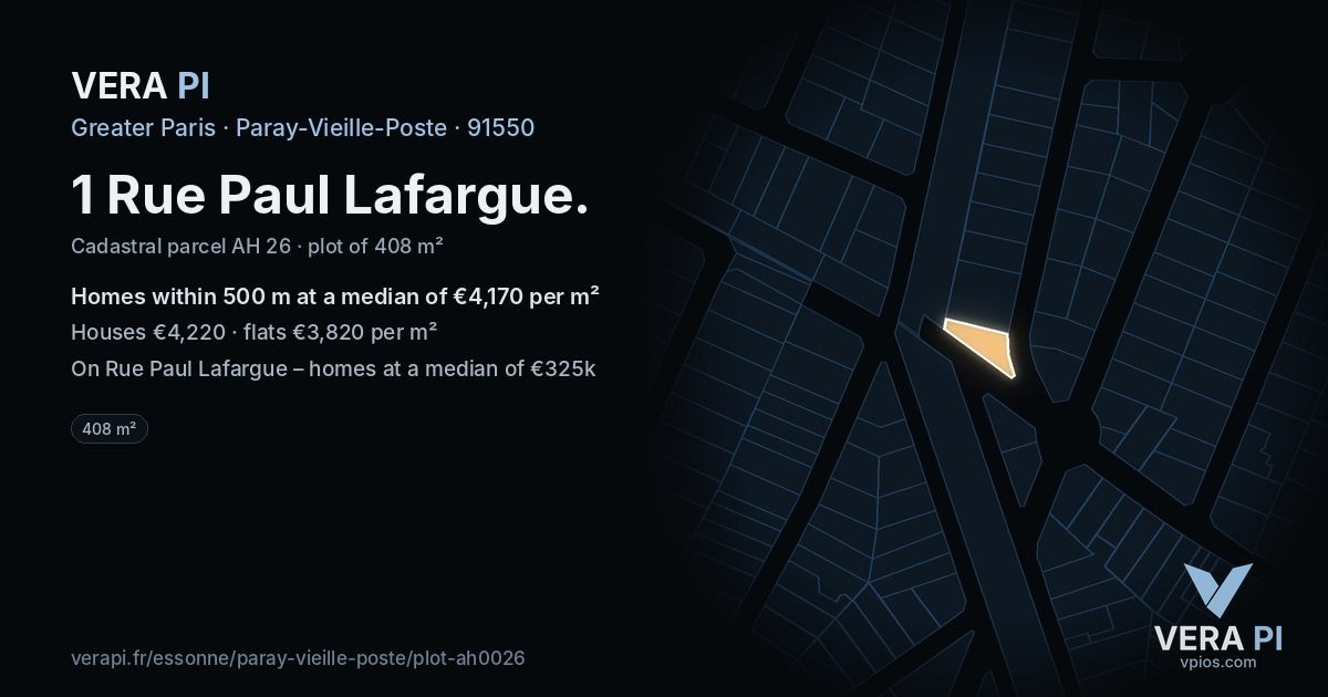 1 Rue Paul Lafargue, Paray-Vieille-Poste at night – the plot lit, the parcels around coloured by the prices near them